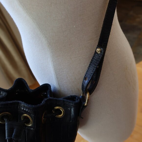 OOAK! Musick black crocodile bucket bag handmade by Meg Musick-Makely $600 - Picture 12 of 15